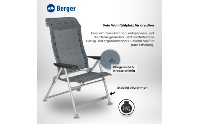 Berger Klappsessel Luxus XL grau