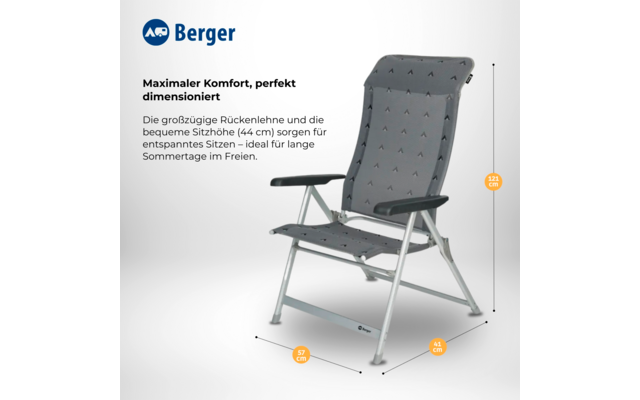 Berger Klappsessel Luxus XL grau