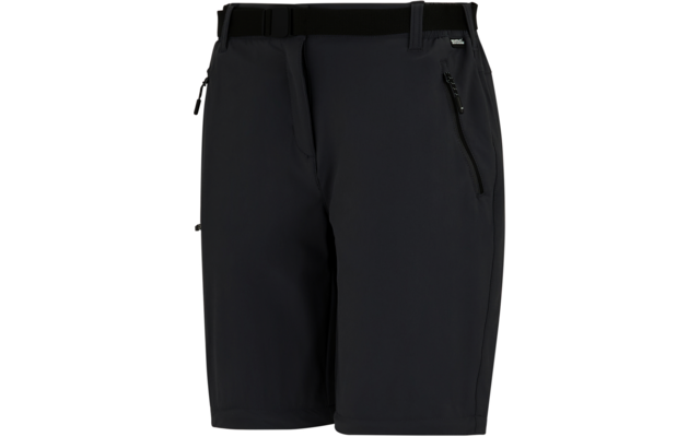 Schwarze knielange Shorts mit Gürtel und zwei Reißverschlusstaschen