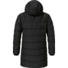 Manteau d'hiver long noir avec capuche, vu de dos