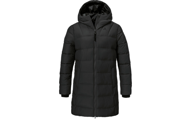Manteau d'hiver long noir avec capuche