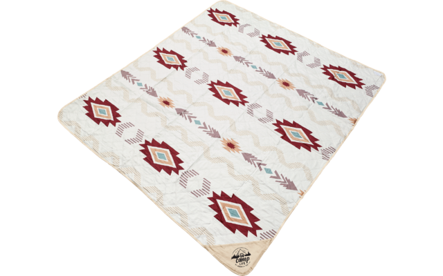 Tapis blanc avec motif floral rouge et gris