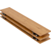 Three long bamboo planks stacked on top of each other, black metal rollers and fittings visible on the short ends