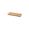 Light wooden boards with metal fittings on a white background