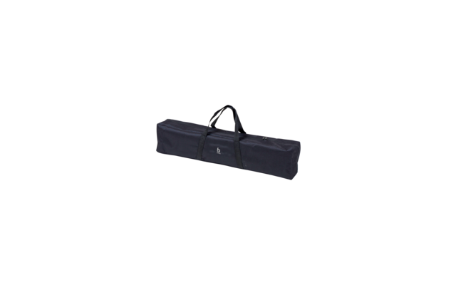 Long dark blue fabric carrying bag with zipper and two handles