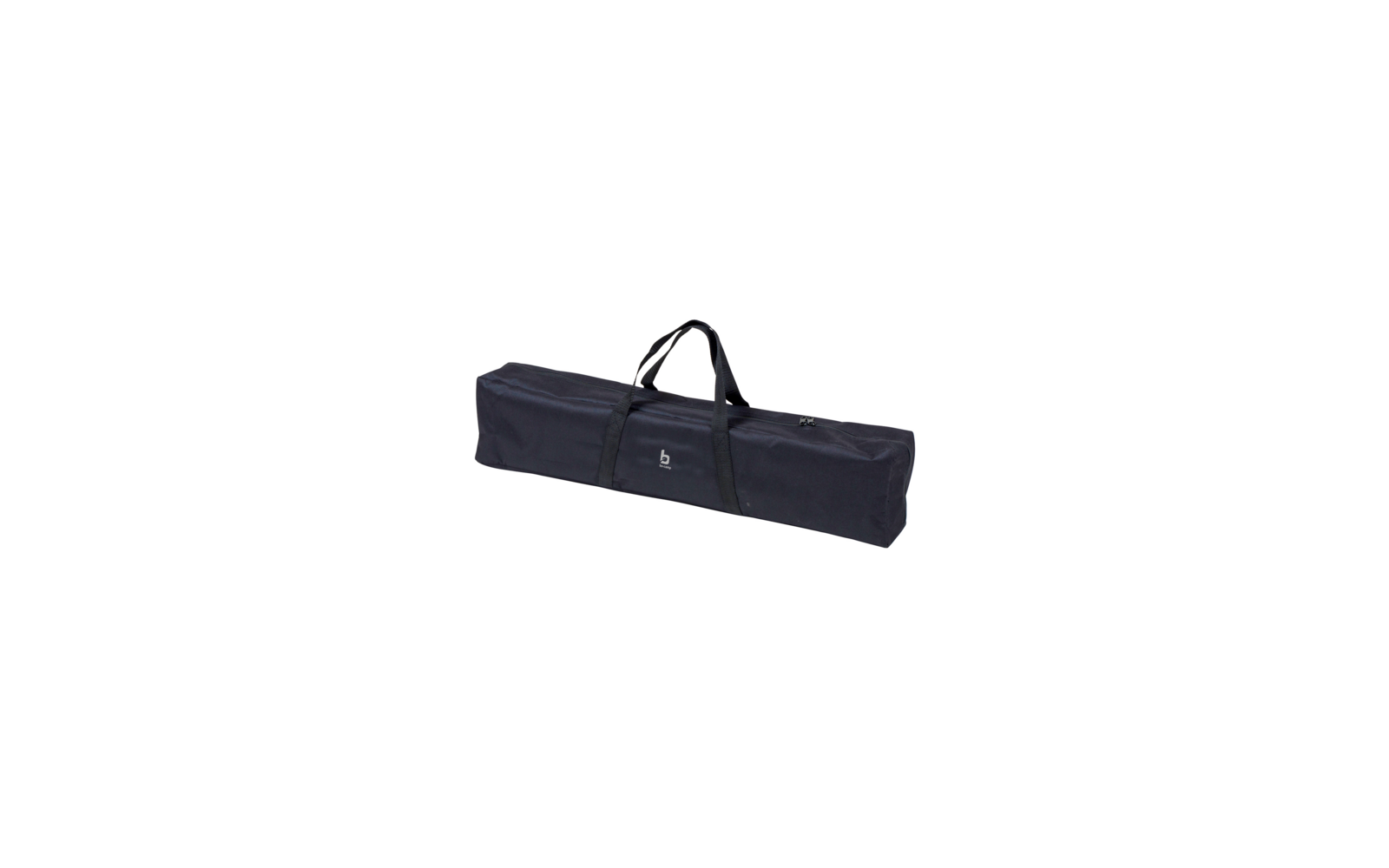 Long dark blue fabric carrying bag with zipper and two handles