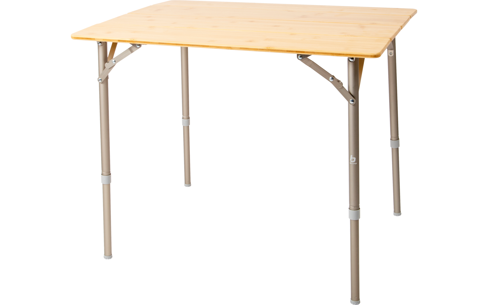 Rectangular table with a light wood top, four metal legs, and diagonal support braces underneath