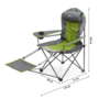 Faltbarer Campingstuhl mit Armlehnen, Beinablage und Getränkehalter in grau und grün