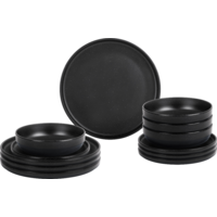 Brunner Midday Odette double black Geschirrset Melamin Mineral 12-teilig Porzellan-Touch Antirutsch BPA-frei