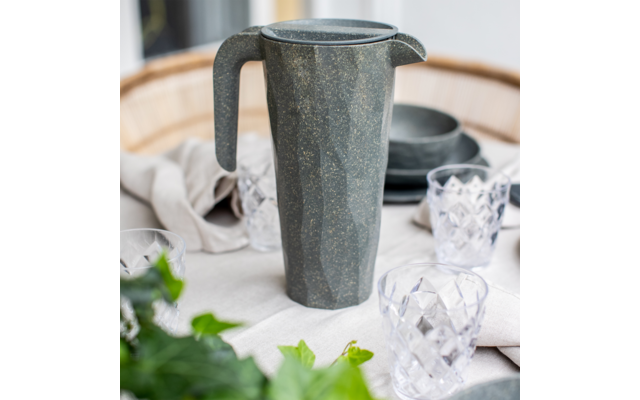 Koziol Club Pitcher super glass jug with lid 1.5 liters nature ash grey