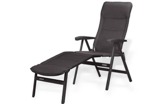 Chaise longue noire avec dossier et repose-pieds réglables