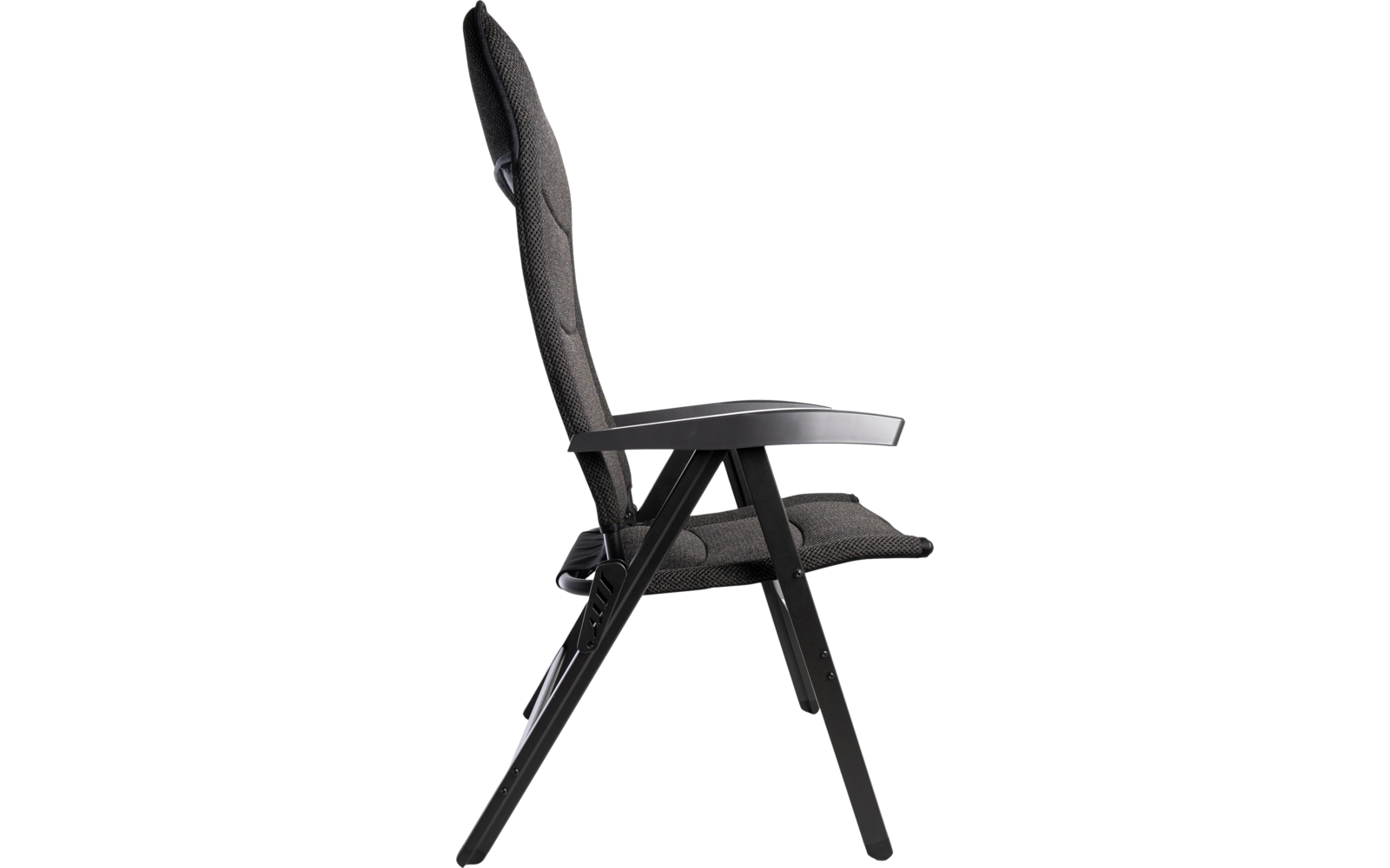 Chaise pliante en plastique noir avec dossier haut