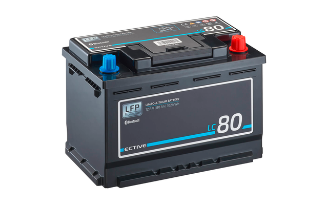 ECTIVE LC 80 BT Batteria di alimentazione al litio LiFePO4 con modulo Bluetooth 12 V 80 Ah