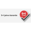 Grafik mit dem Text '5+1 Jahre Garantie' und einem rot-weißen Zeichen mit einem Haken