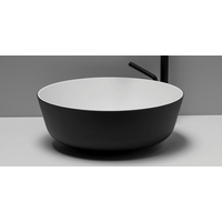 Lavabo da appoggio Castagnari rotondo 30 cm bianco nero opaco