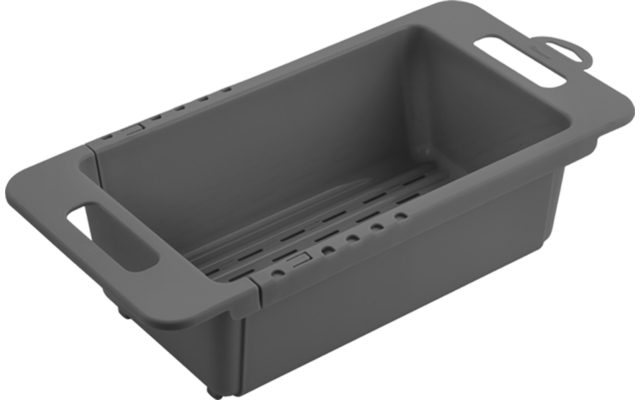 Grijze plastic bak met handvatten