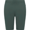 Frontansicht knielanger, dunkelgrüner Shorts mit Bund, Gürtelschlaufen und Seitentaschen