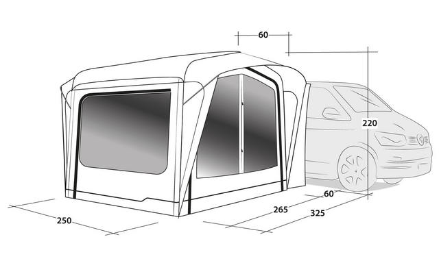 Outwell Crossville 250SA Auvent gonflable pour camping-cars modèle 2024 Gris