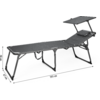 Schwarze Klappliege mit verstellbarer Rückenlehne, Maße 70 cm breit, 199 cm lang, 119 cm max. Höhe