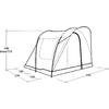 Zwart-witte technische tekening van een tent met gebogen stokken, een deurklep, maatlijnen en labels (190, Inner175, 270, 150, 120, 240)