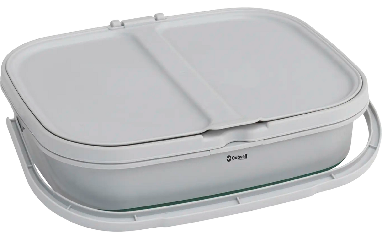 Witte, vierkante broodtrommel met twee vakken en grijze sluiting