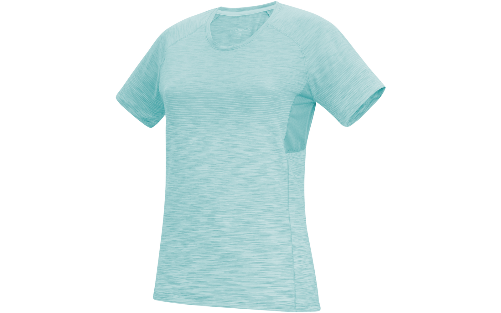 T-shirt turquoise clair à manches courtes avec col rond sur fond blanc