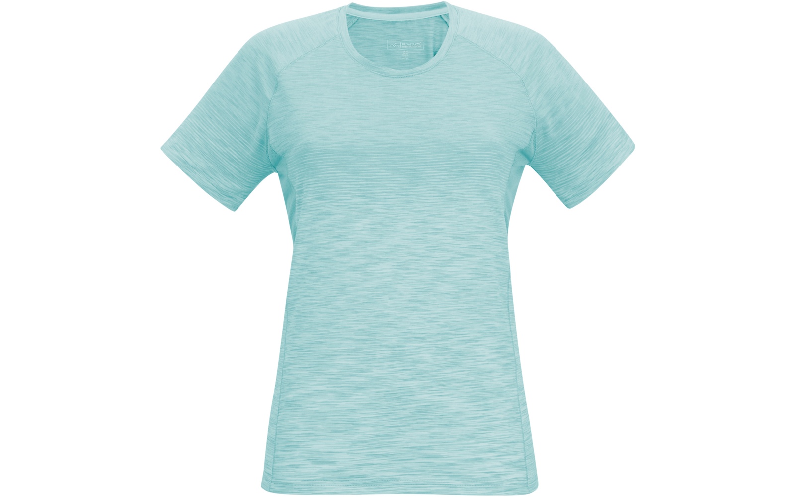 T‑shirt turquoise clair à manches courtes avec encolure ronde, tissu chiné, vue de face