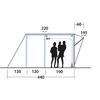 Schematische lijntekening van een rechthoekige constructie met een open deur, drie zwarte persoonsilhouetten in de opening en afmetingen in centimeters: 130, 120, 190, 440, boven 220, rechts 60 en 195