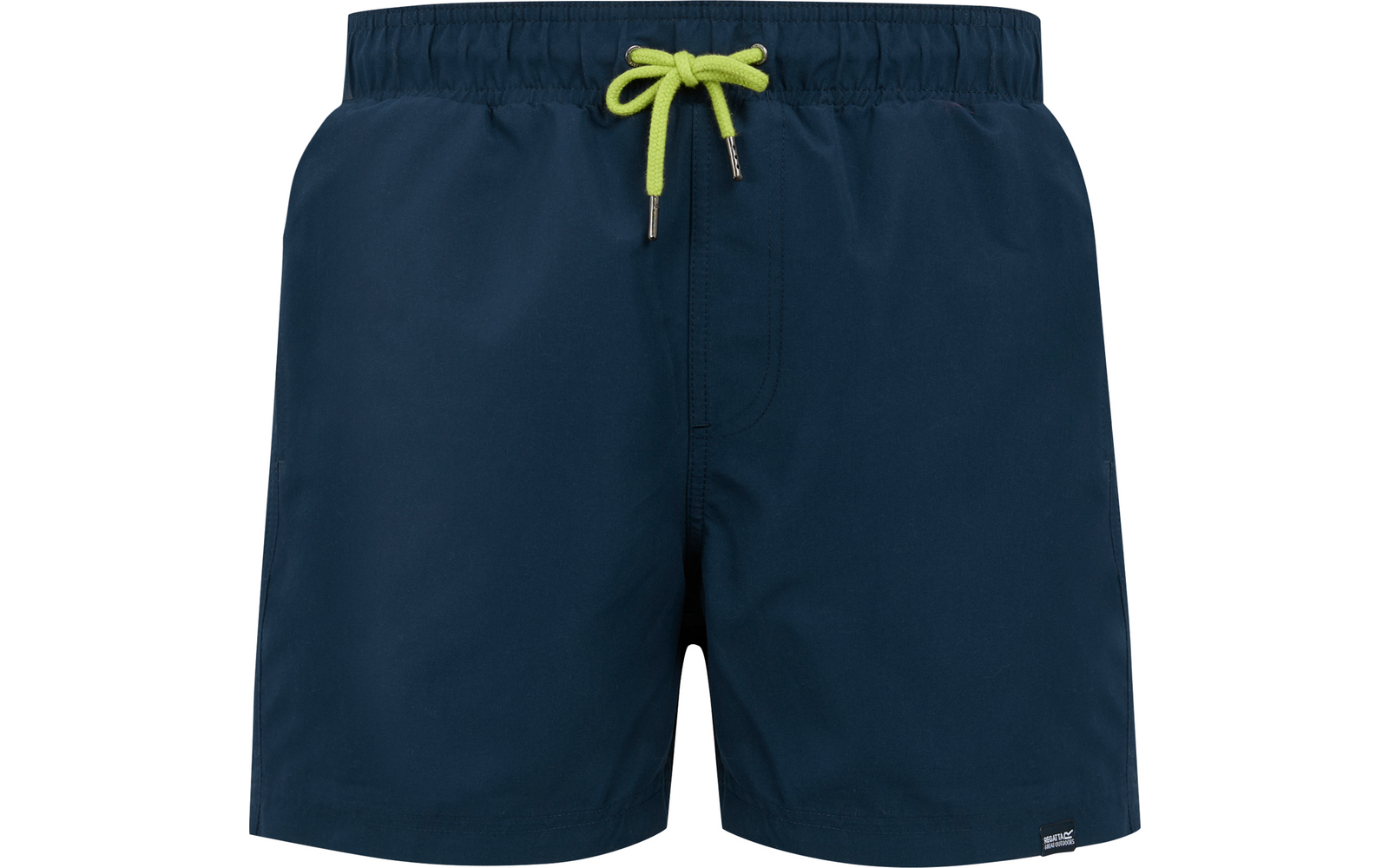 Dunkelblaue Shorts mit elastischem Bund und hellgrünem Kordelzug