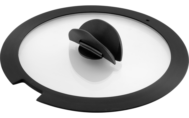 Produktbild Ballarini Torre Glas Deckel Set mit Silikonrand einklappbarer Griff schwarz 3-teilig 1