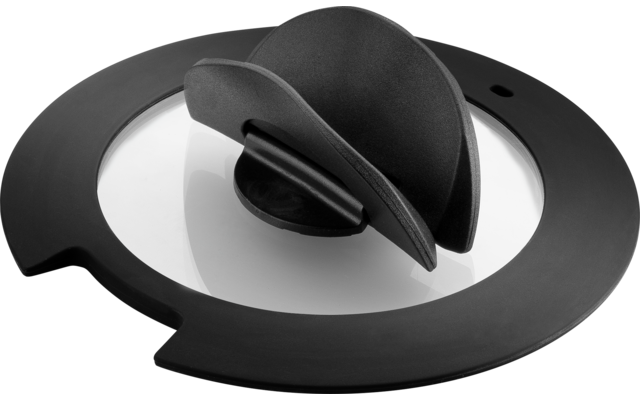 Produktbild Ballarini Torre Glas Deckel Set mit Silikonrand einklappbarer Griff schwarz 3-teilig 1