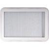 White rectangular panel with a surrounding frame and evenly spaced vertical grooves