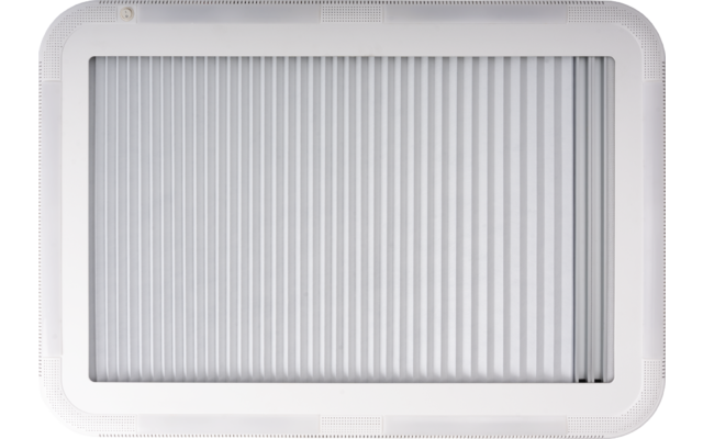 White rectangular panel with a surrounding frame and evenly spaced vertical grooves