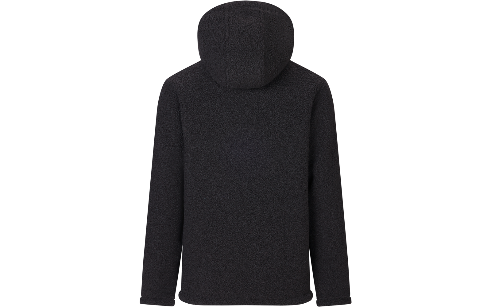 Zwarte teddyfleece-hoodie met capuchon, achteraanzicht