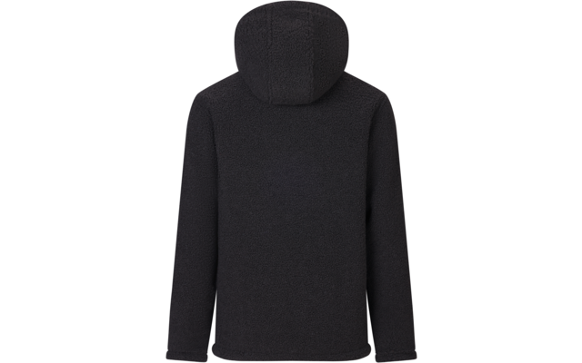 Zwarte teddyfleece-hoodie met capuchon, achteraanzicht