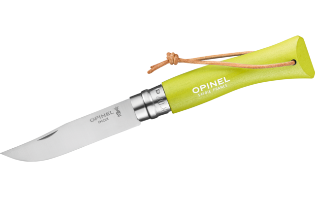 Opinel N°07 Colorama Sport Taschenmesser mit Lederkordel Klingenlänge 8 cm hellgrün