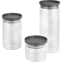 Metaltex Aroma Line Vorratsdosen rund aus Glas 3-er Set 450 / 1000 / 1500 ml