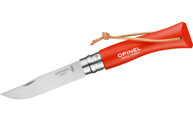 Opinel N°07 Colorama Sport Taschenmesser mit Lederkordel Klingenlänge 8 cm orange