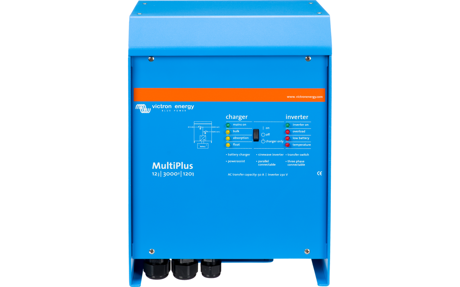 Image du produit Victron MultiPlus 12/3000 Wechselrichter Ladeger&auml;t f&uuml;r 12 V Batterien 3000 VA inklusive PowerAssist 1