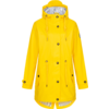 Gelber Regenmantel mit Kapuze und Knöpfen