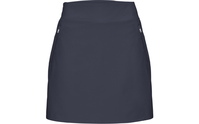 Dunkelblauer Rock mit hoher Taille, glattem Stoff und seitlichen Reißverschlusstaschen