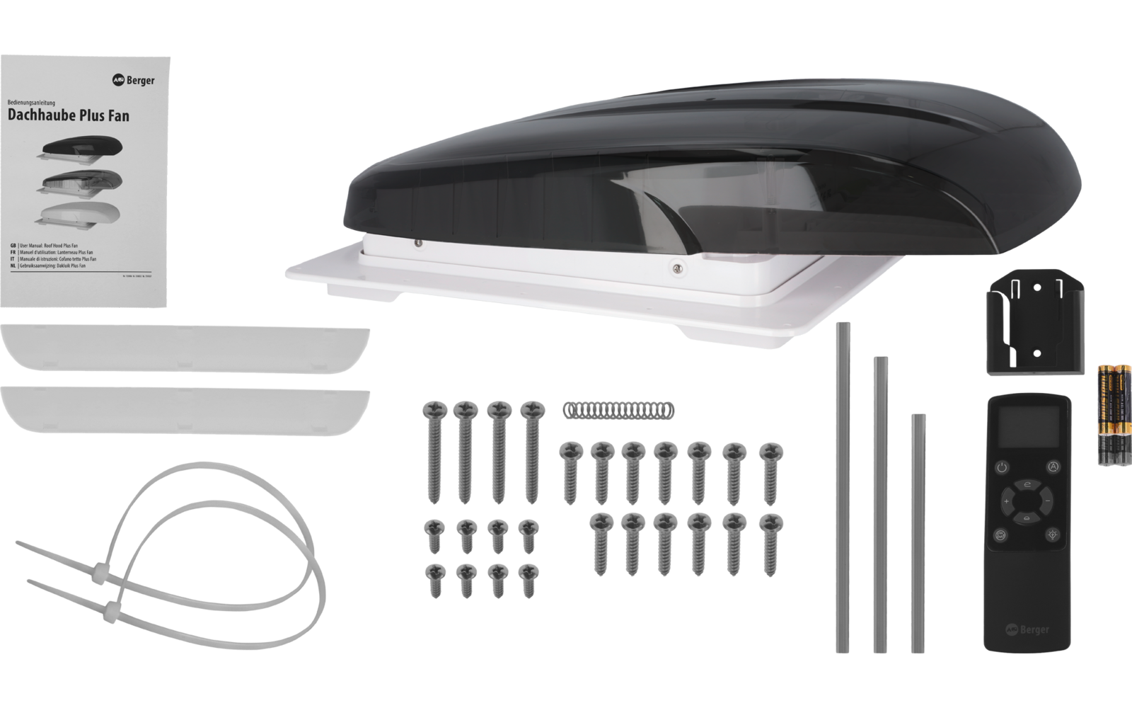 Produktbild Berger Plus Fan Dachhaube mit Ventilator & 12 V LED-Beleuchtung 40 x 40 cm 1