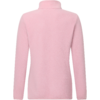 Giacca in pile rosa con collo alto, vista posteriore su sfondo bianco