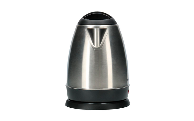 Electric stainless steel kettle on white background
