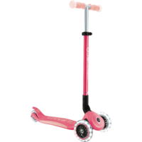 Globber Elite Lights Glow Dreirad Scooter h&ouml;henverstellbar mit LED Leuchtrollen pastellrosa 