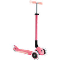 Globber Elite Lights Glow Dreirad Scooter h&ouml;henverstellbar mit LED Leuchtrollen pastellrosa 