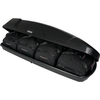 Geöffnete schwarze Thule-Dachbox mit vier schwarzen Reisetaschen