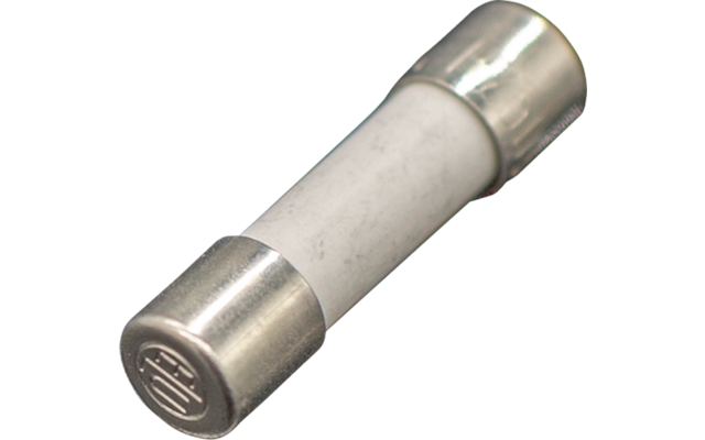 Zylindrische weiße Keramikröhre mit metallenen Endkappen, liegend