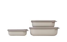 Mepal Cirqula multi bowl set rectangular flat 3 pieces 500 / 1000 / 2000 ml nordic white
