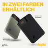 Twee powerbanks naast elkaar, één in mosgroen en één in zwart, met zichtbare aansluitingen